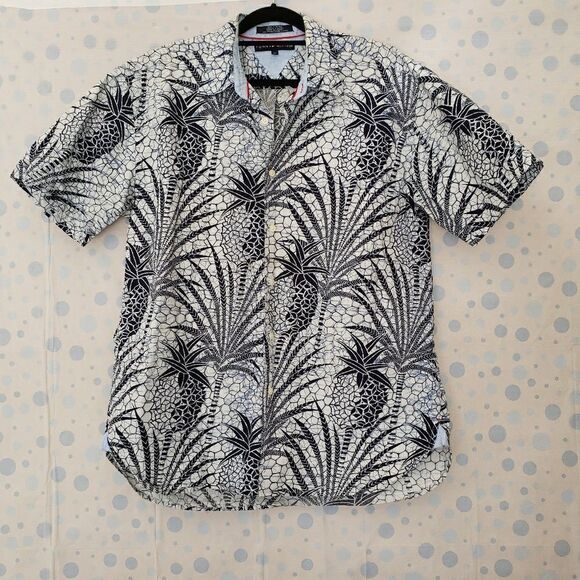 Tommy Hilfiger cotton navy pineapple  button up - Picture 1 of 7
